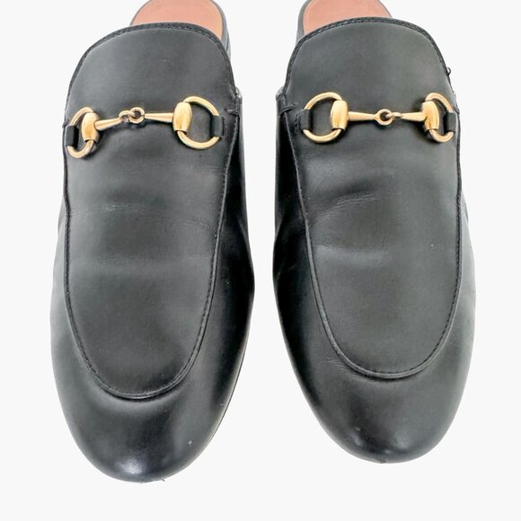 Gucci Princetown Horsebit Loafer Mule EU 37 US 7 Black Leather Buckle Slip On - Picture 3 of 11